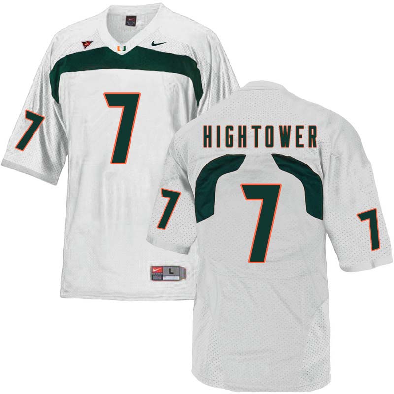 Nike Miami Hurricanes #7 Brian Hightower College Football Jerseys Sale-White - Click Image to Close
